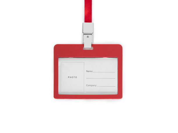 HOLDING plastic ID card holder with lanyard