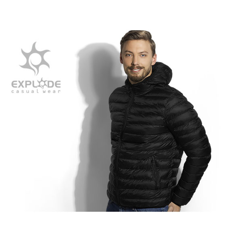 Mens lightweight padded jacket with hood top