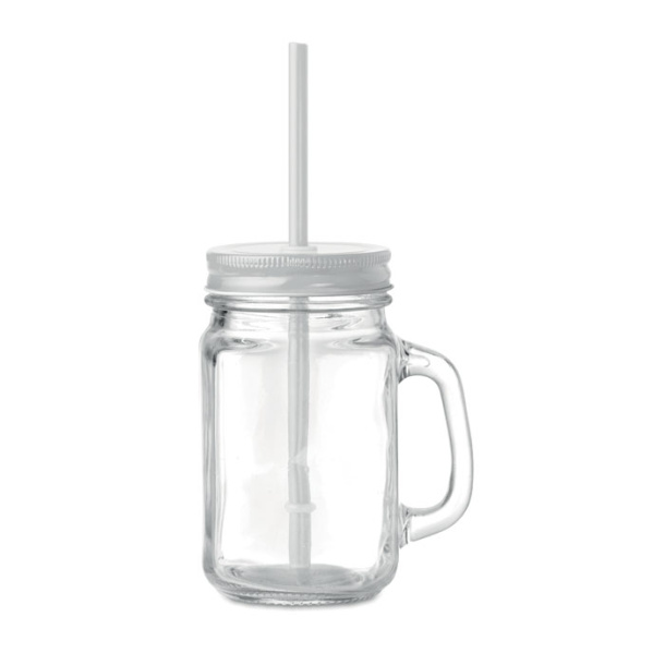 TROPICAL TWIST Glass Mason jar with straw