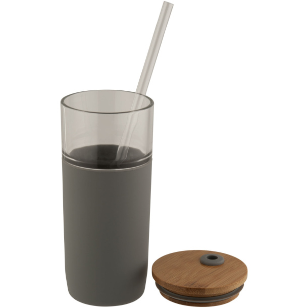 Arlo staklena čaša s poklopcem od bambusa, 600 ml