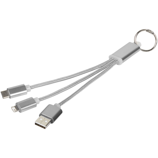 Metal 3-in-1 charging cable with keychain - Unbranded