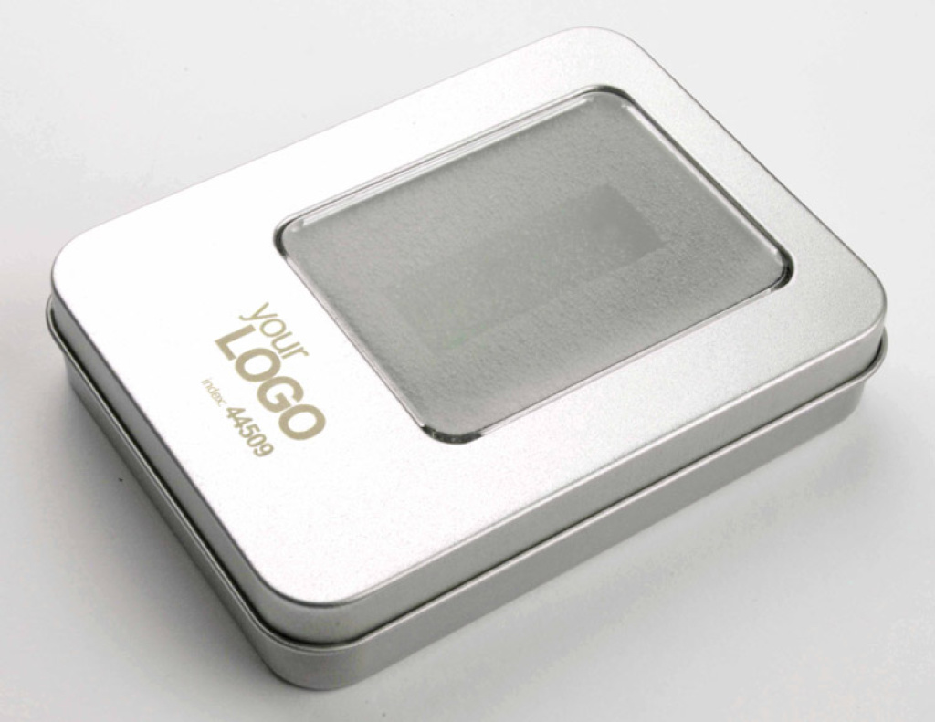Large tin box for smaller usb flash drives with inset 44509