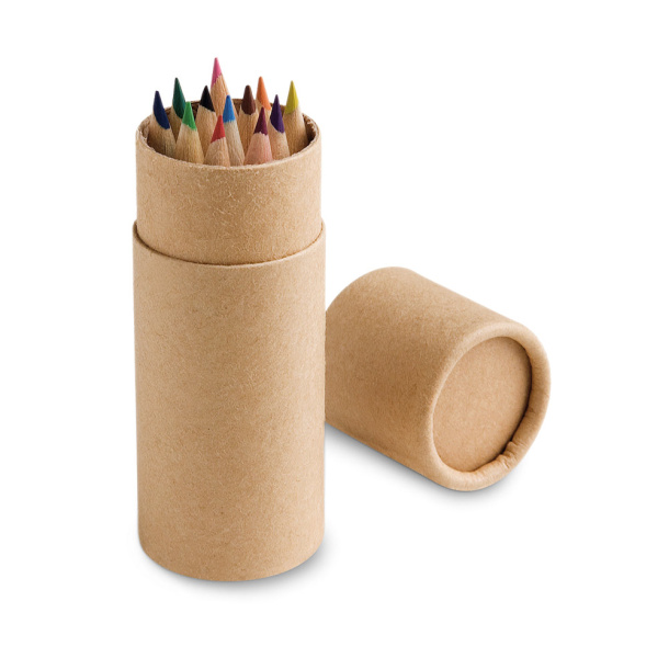 CYLINDER Pencil box with 12 coloured pencils