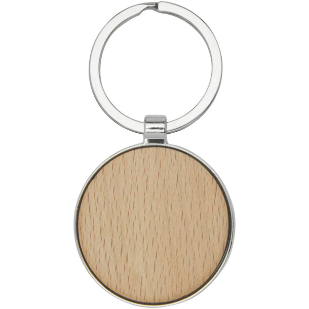 Moreno beech wood round keychain - Unbranded
