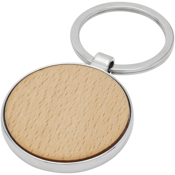 Moreno beech wood round keychain - Unbranded