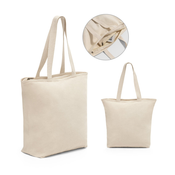 HACKNEY 100% cotton bag with zipper, 280 g/m²