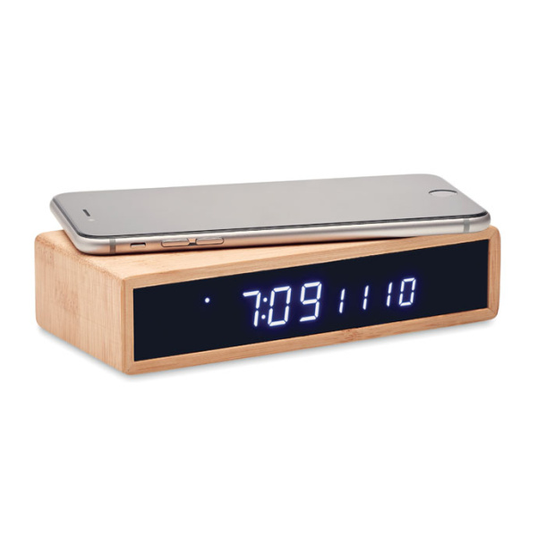 MORO bamboo wireless charger clock