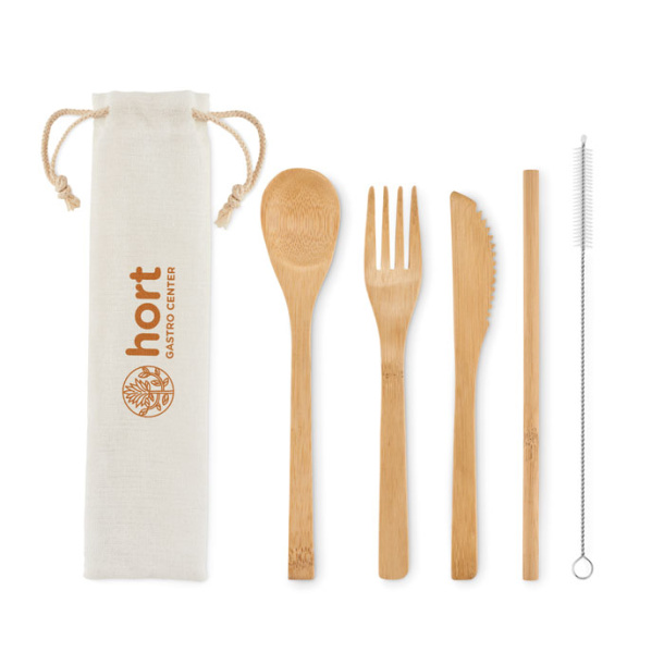 SETSTRAW bamboo cutlery set in pouch