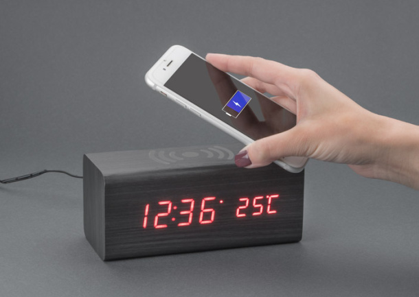 CORNELL Desk clock with wireless charger