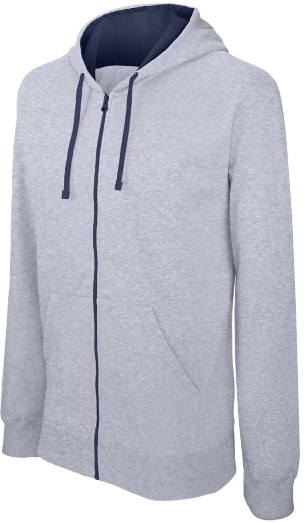 Men s contrast hooded full zip sweatshirt kariban ka466oxg nv