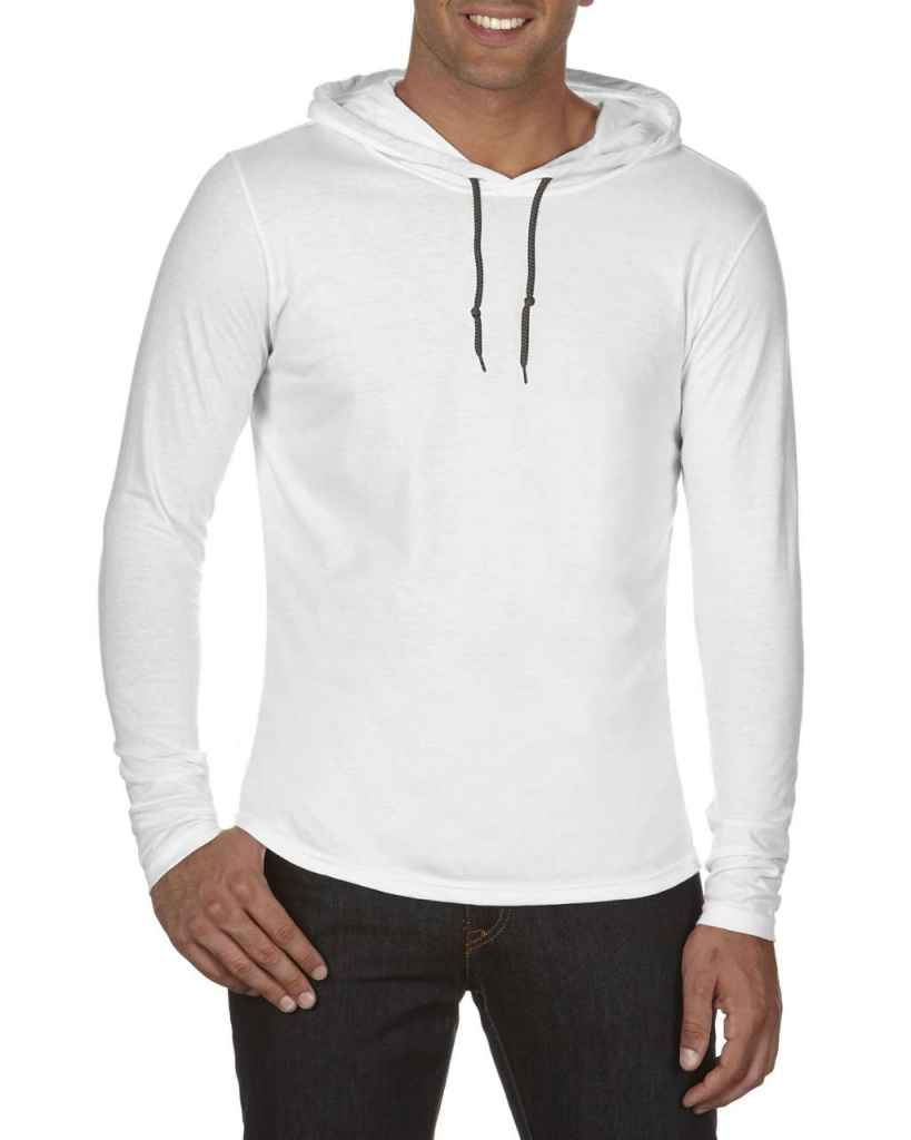 Adult lightweight long sleeve hooded tee anvil an987wh dg 2xl Promoshop