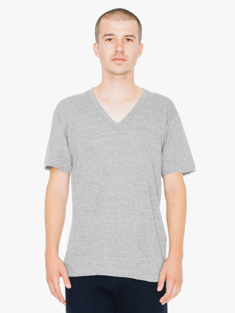 Unisex tri blend short sleeve v neck t shirt american apparel
