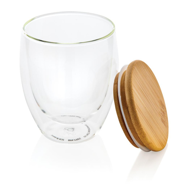  Čaša s dvostrukom staklenom stijenkom i bambusovim poklopcem - 250 ml