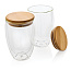  Set dvije čaše s dvostrukom staklenom stijenkom i bambusovim poklopcem - 350 ml