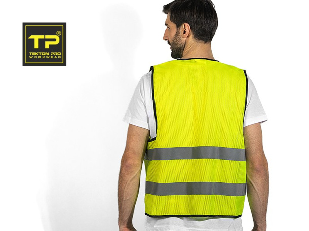 GLOW MESH fluorescent safety vest with reflective tapes - TEKTON PRO