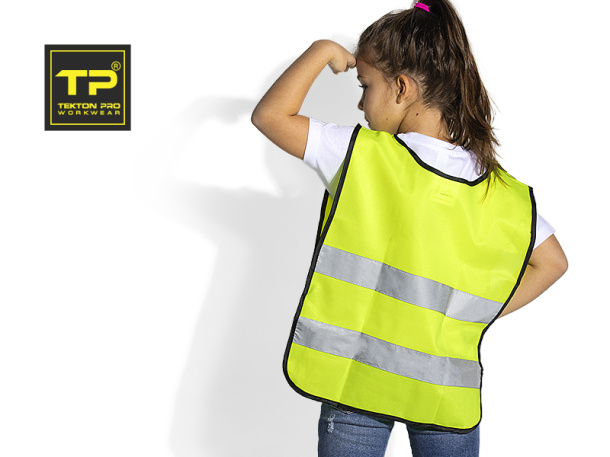 GLOW KID Kid's fluoroscent safety reflective vest with reflective tapes - TEKTON PRO
