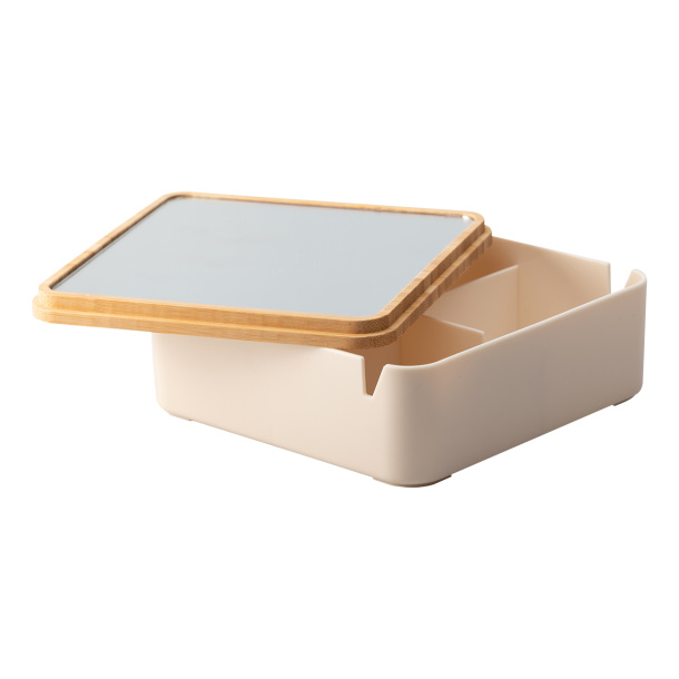 VANITY BOX box with a bamboo lid and a large mirror