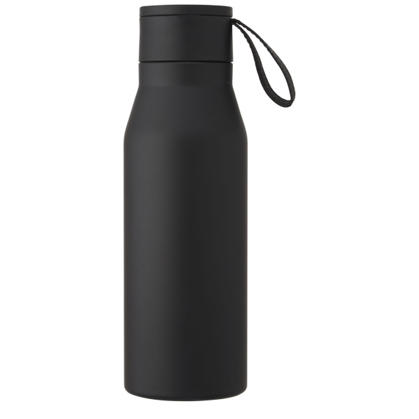 Ljungan 500 ml copper vacuum insulated stainless steel bottle with PU leather strap and lid - Unbranded