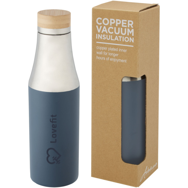 Hulan 540 ml copper vacuum insulated stainless steel bottle with bamboo lid - Unbranded