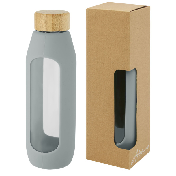 Tidan 600 ml borosilicate glass bottle with silicone grip - Unbranded