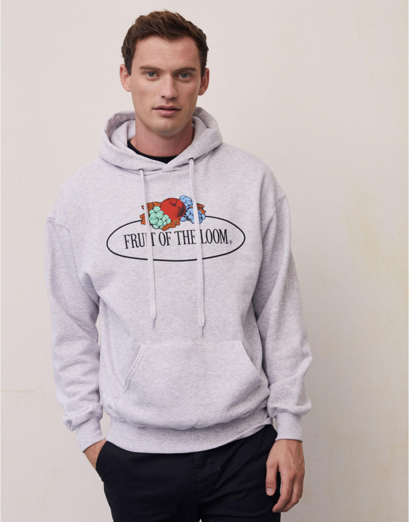 Vintage hooded sweat classic large logo print fruit of the loom vintage collection 219010007 Promoshop