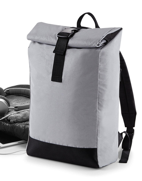  Reflective Roll-Top Backpack - Bagbase