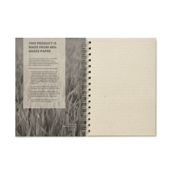 GRASS BOOK A5 bilježnica od trave, 80 listova