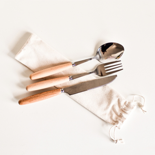 NANTES cutlery set in a cotton bag