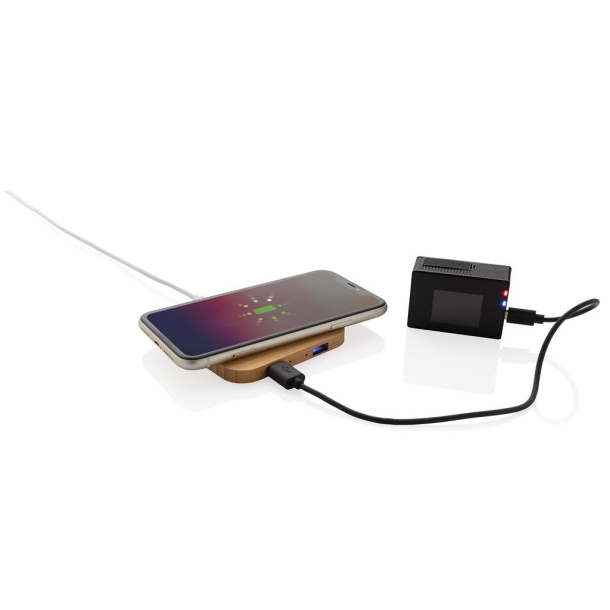  FSC® certified bamboo 5W wireless charger with USB