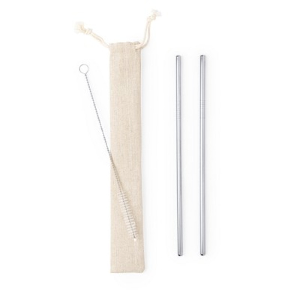  Reusable drinking straw set, 2 pcs with cleaning brush