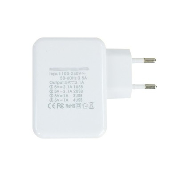  USB wall charger with 4 USB ports 3.1A