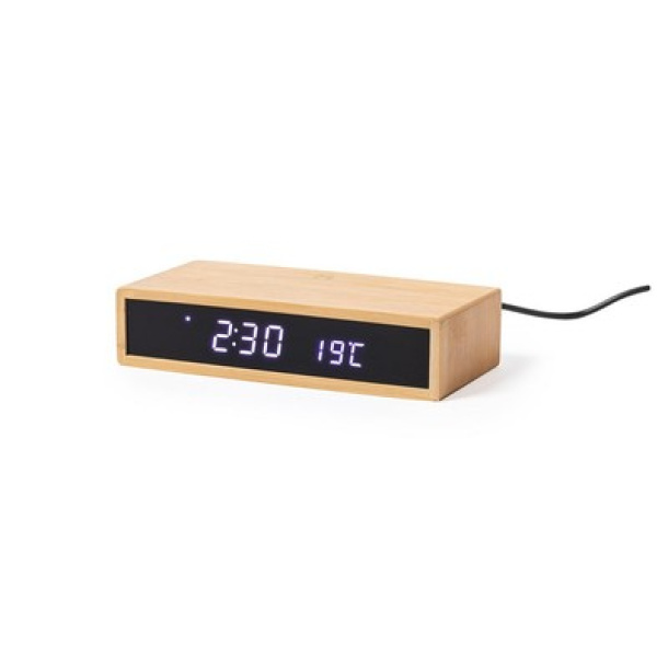  Bamboo wireless charger 5W, multifunctional clock