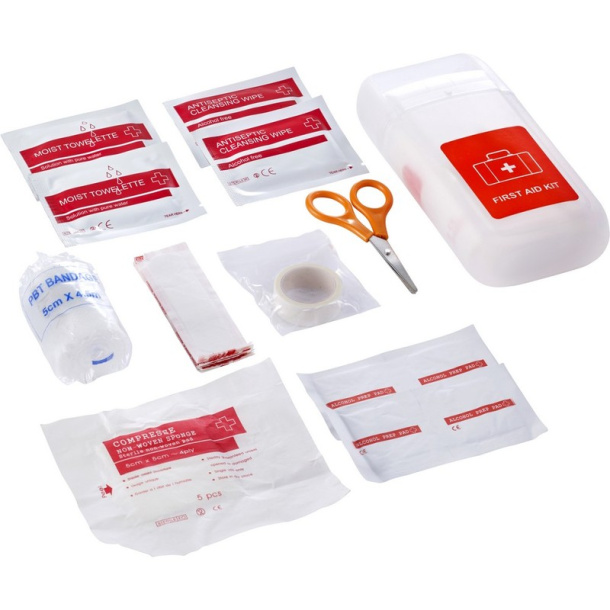  First aid kit in transparent container, 17 pcs.