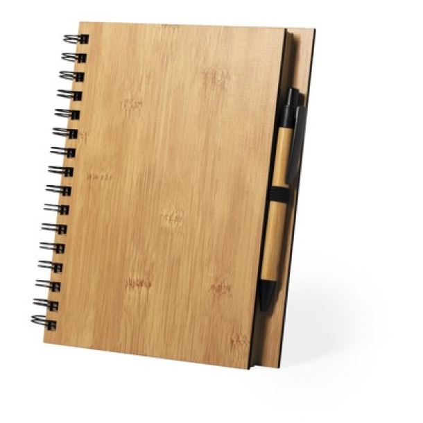  Bamboo notebook A5 with ball pen