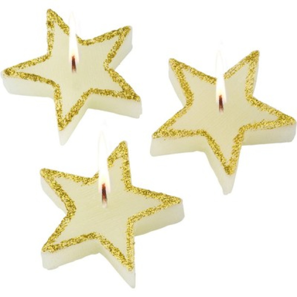  Star shaped candles set, 3 pcs