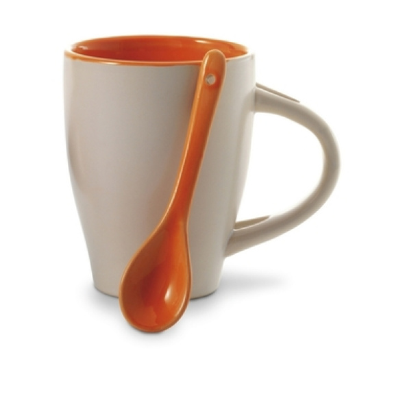  Ceramic mug 300 ml with spoon