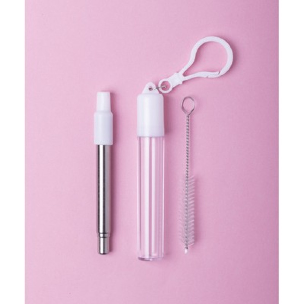  Extendable, reusable drinking straw, silicone mouthpiece and cleaning brush