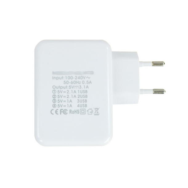  USB wall charger with 4 USB ports 3.1A