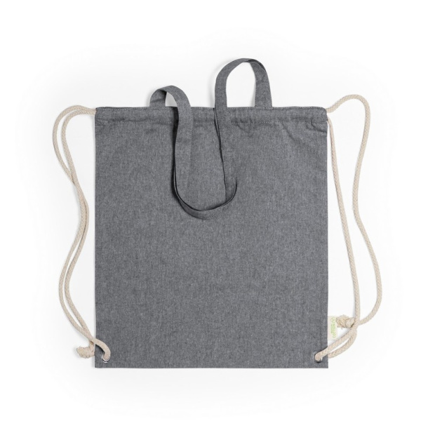  Recycled cotton bag 2 in 1, drawstring bag and shopping bag