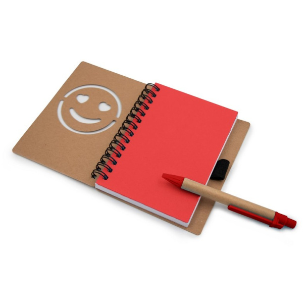  Notebook approx. B7 "smiling face" with ball pen