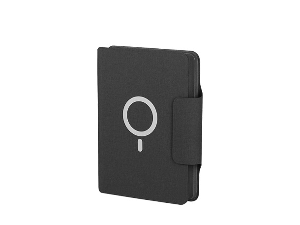 MAGNOTE Portfolio case with A5 notebook, wireless charger and power bank, 8000 mAh