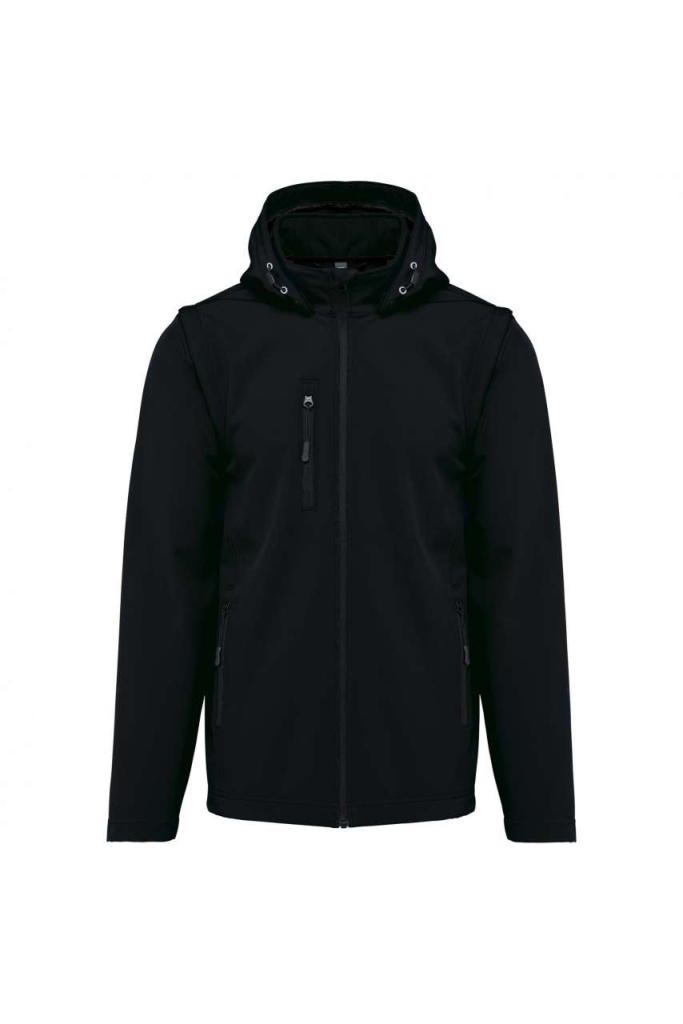 Unisex 3 layer softshell hooded jacket with removable sleeves kariban ka422bl s Promoshop