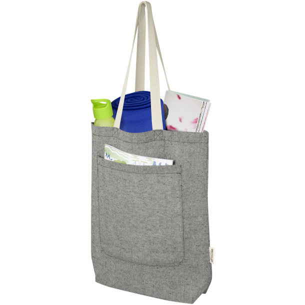 Pheebs 150 g/m² recycled cotton tote bag with front pocket 9L - Unbranded