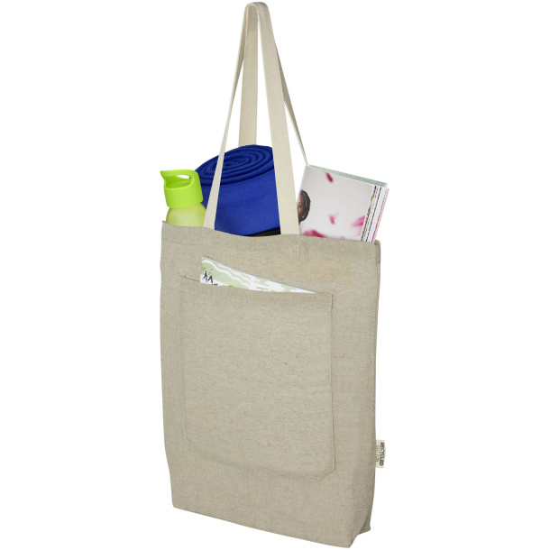 Pheebs 150 g/m² recycled cotton tote bag with front pocket 9L - Unbranded