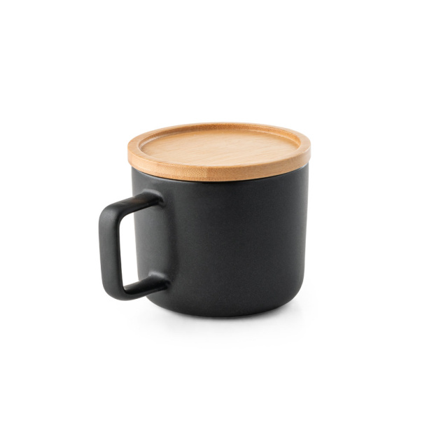 FANGIO 250 ml ceramic mug with lid and bamboo base