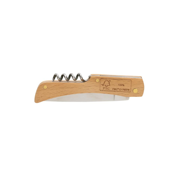  FSC® wooden knife with bottle opener