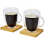 Manti 2-piece 350 ml double-wall glass cup with bamboo coaster - Seasons