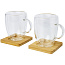Manti 2-piece 350 ml double-wall glass cup with bamboo coaster - Seasons