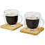 Manti 2-piece 250 ml double-wall glass cup with bamboo coaster - Seasons