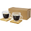 Manti 2-piece 250 ml double-wall glass cup with bamboo coaster - Seasons